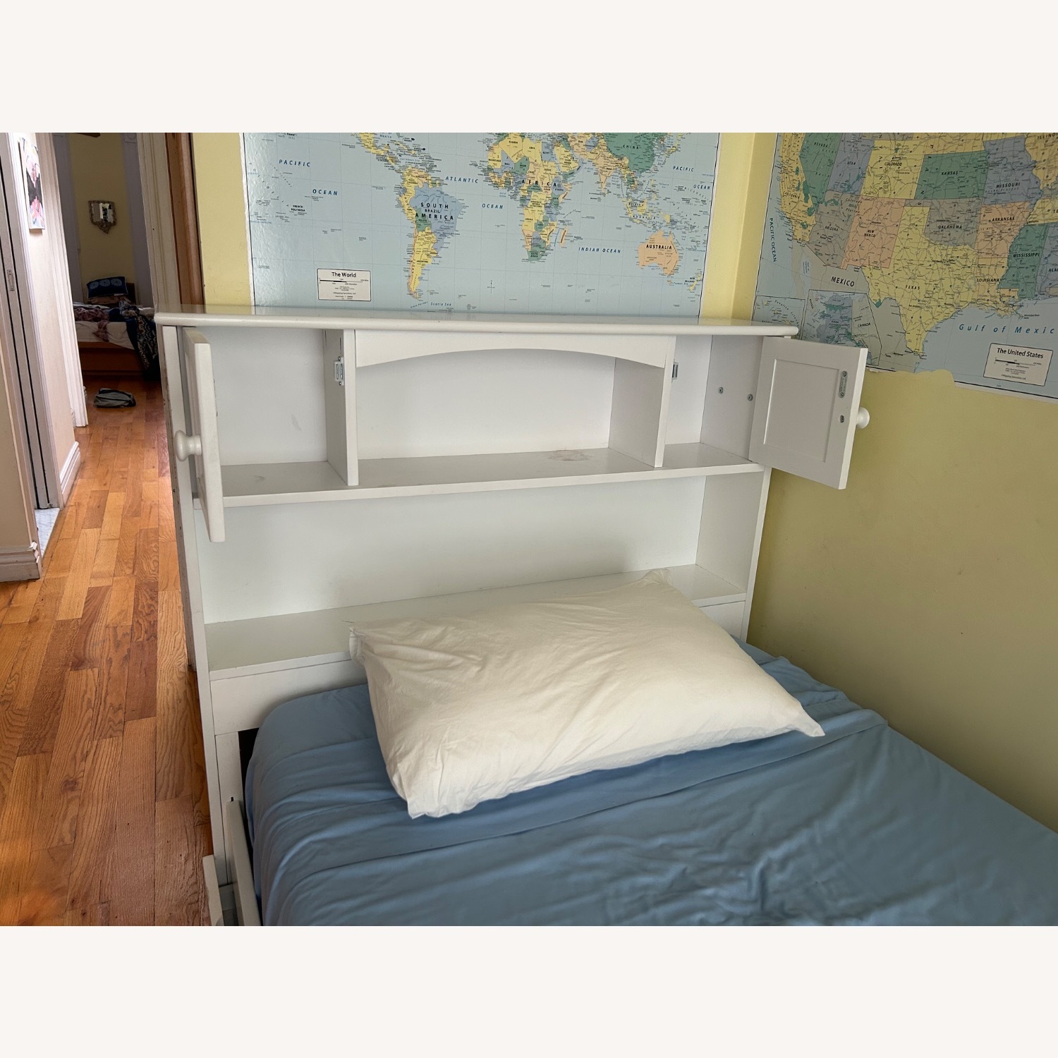 White Wood Veneer Twin Bed - image-7