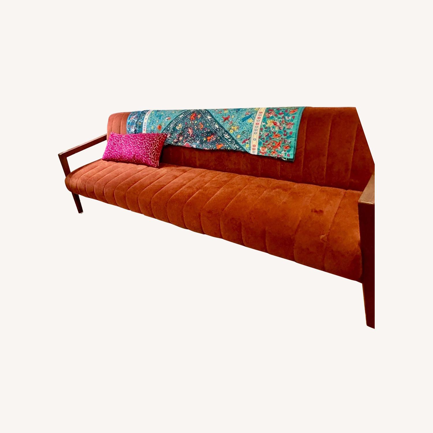 MCM Rust Velvet 3 Seater Sofa - image-0