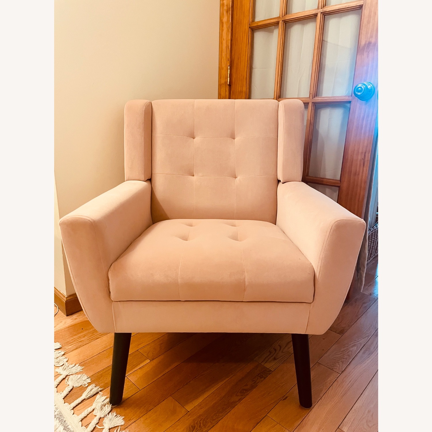 Pink Velvet Tufted Armchair - image-1