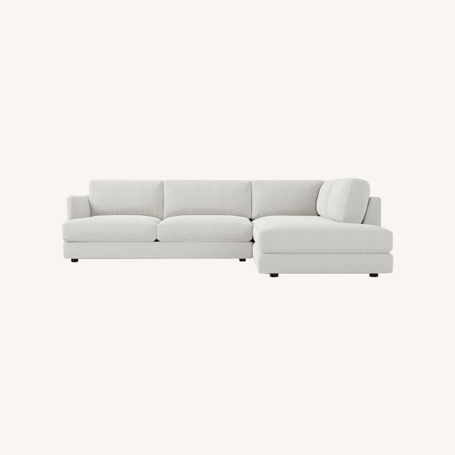 West Elm Haven Light Gray Fabric 2 Piece Sectional - image-0