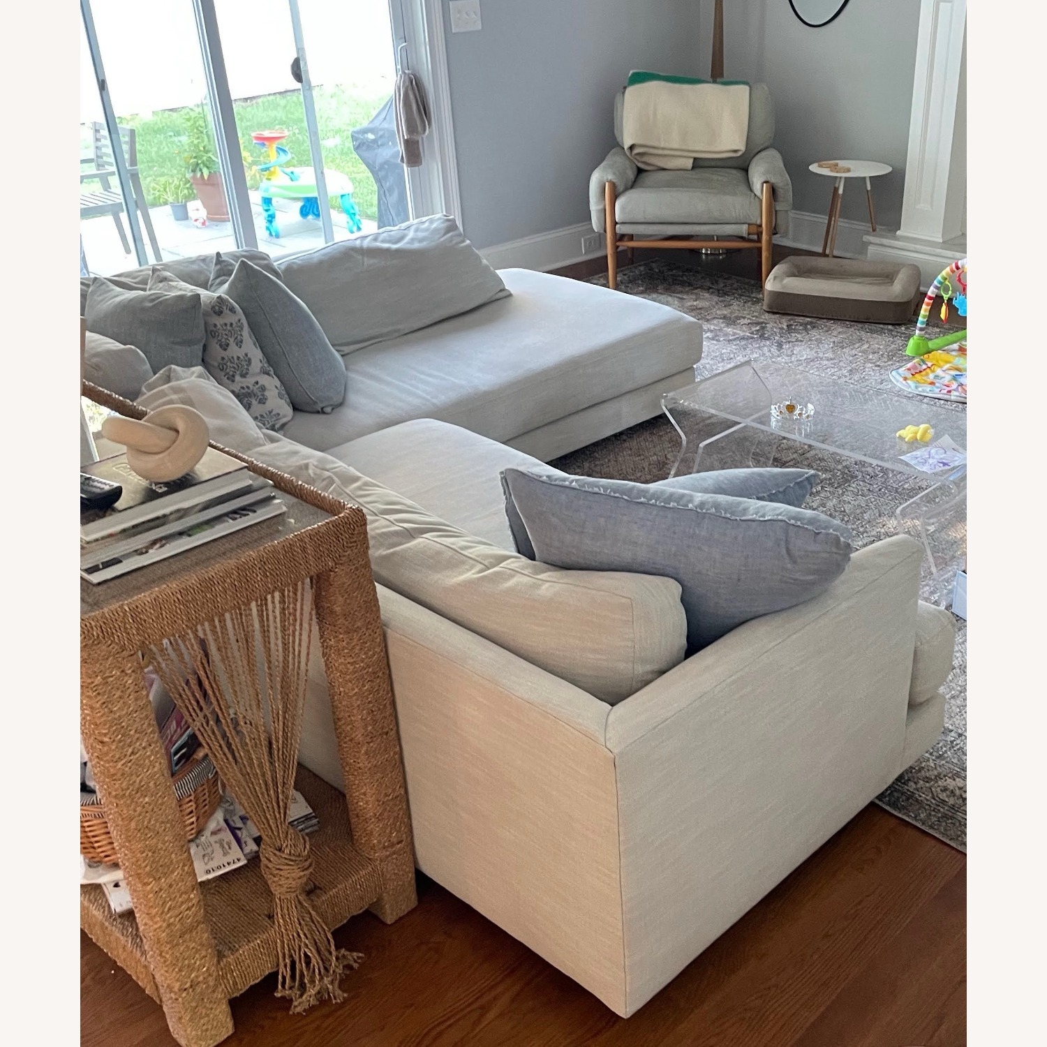 West Elm Haven Light Gray Fabric 2 Piece Sectional - image-2