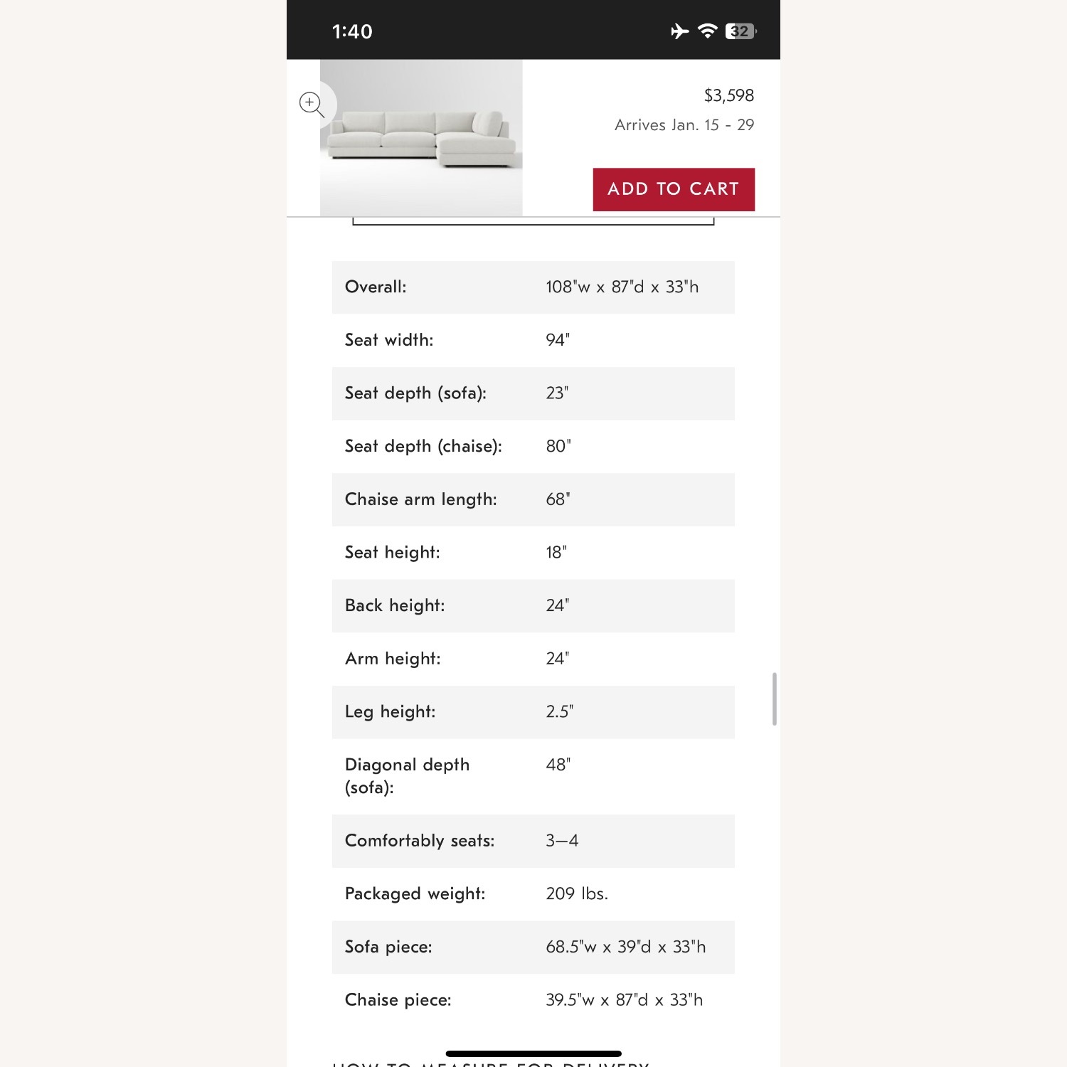 West Elm Haven Light Gray Fabric 2 Piece Sectional - image-6