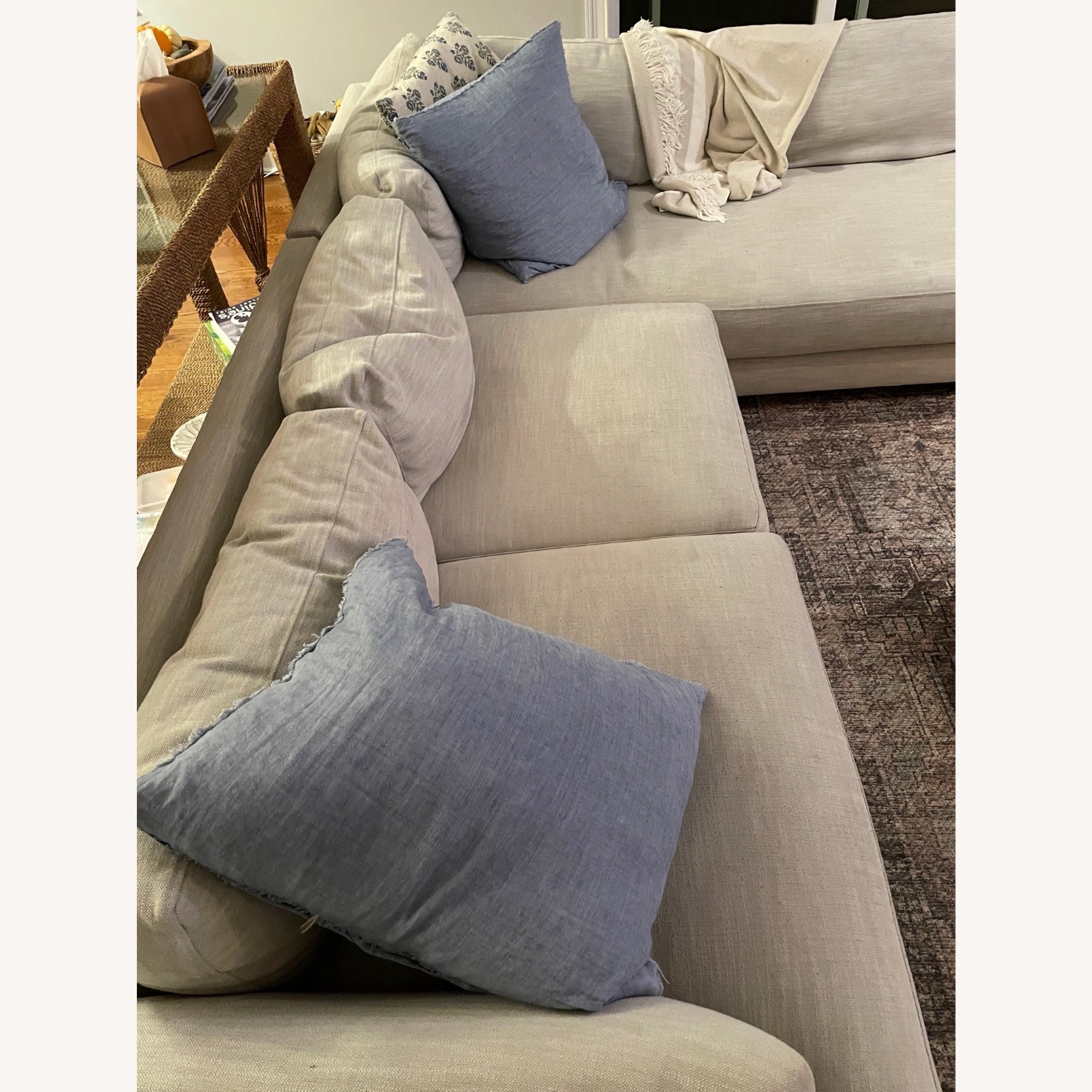 West Elm Haven Light Gray Fabric 2 Piece Sectional - image-1