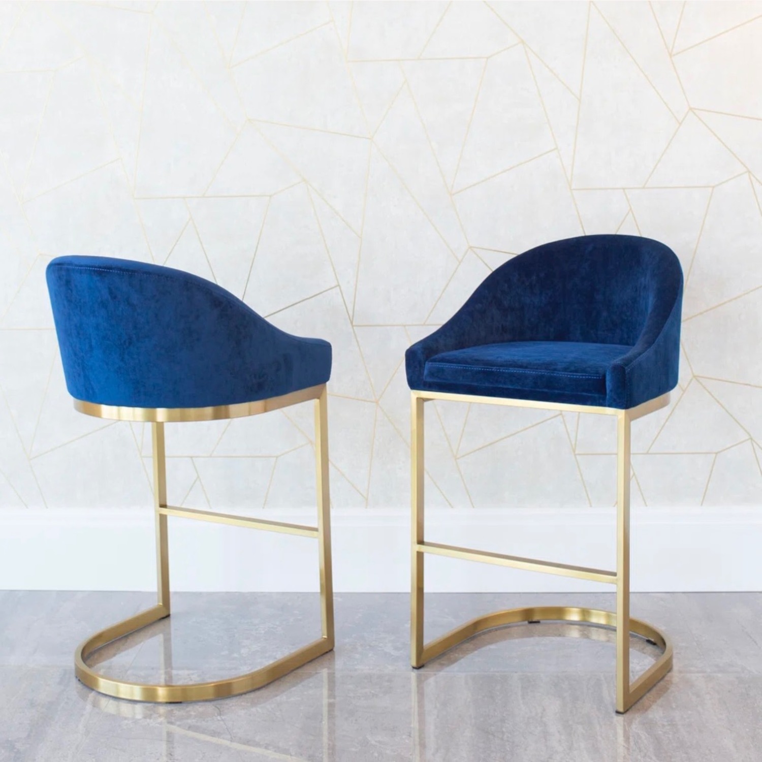 Blue Velvet Stools - image-2