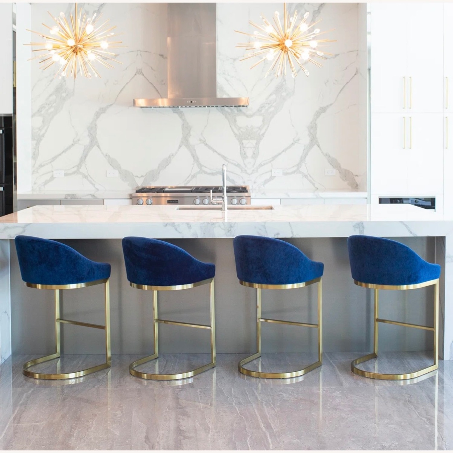 Blue Velvet Stools - image-3