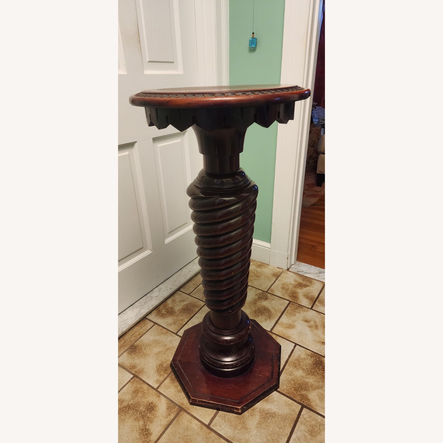 Antique Twist Wood Pedestal Stand - image-2