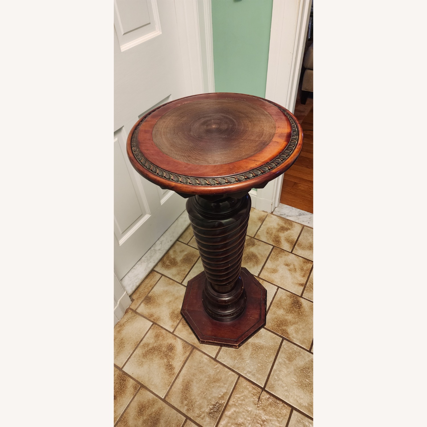Antique Twist Wood Pedestal Stand - image-1