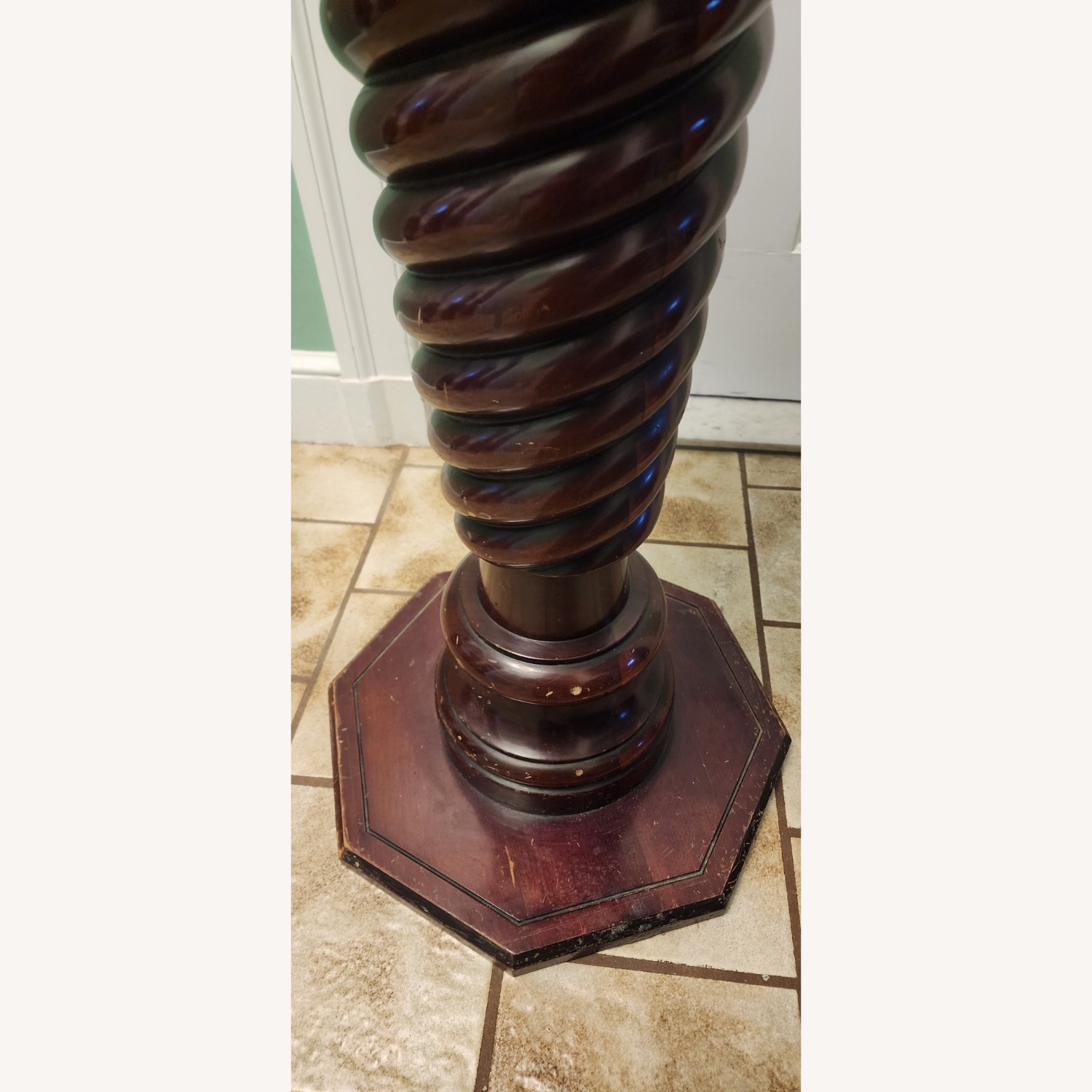 Antique Twist Wood Pedestal Stand - image-3