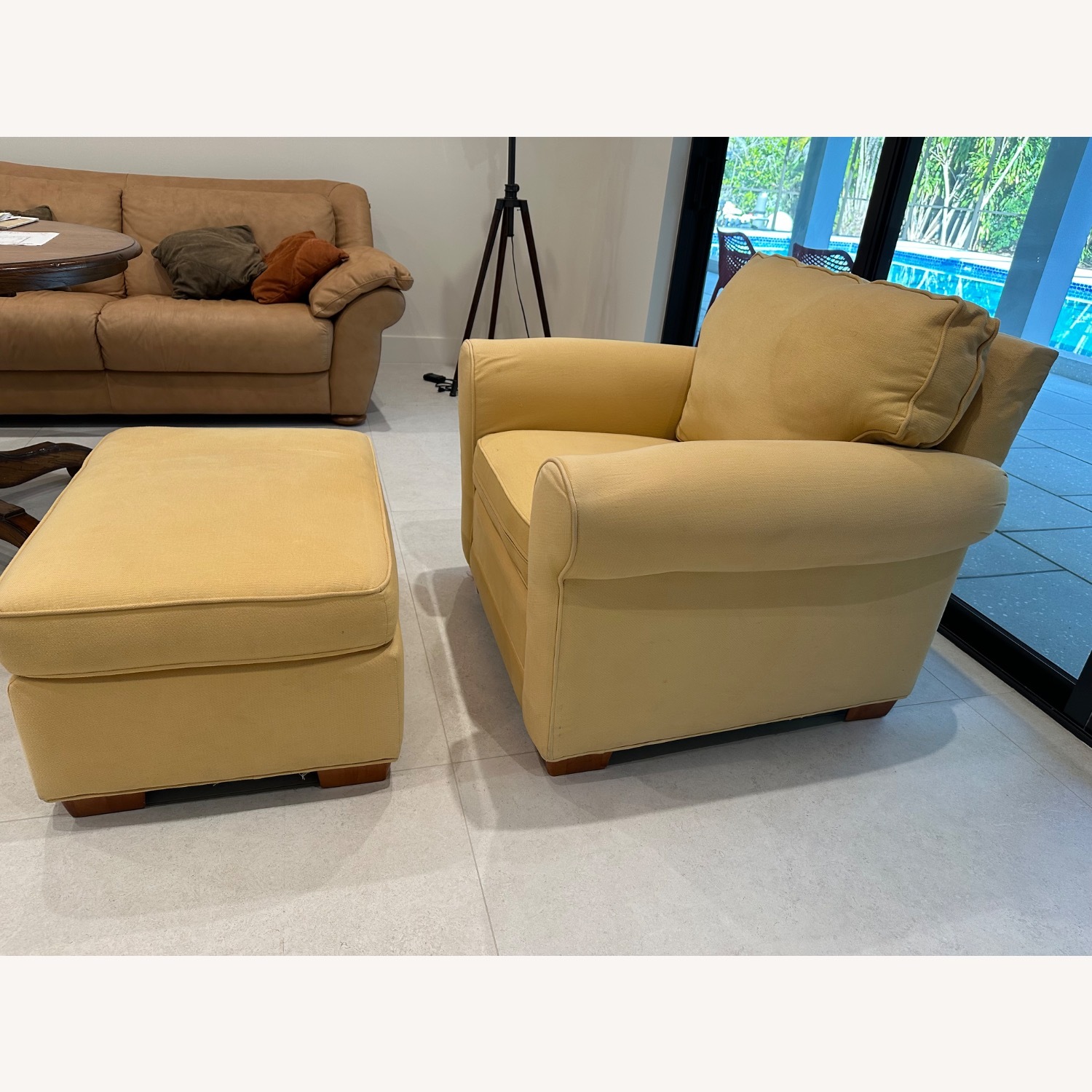 Rooms To Go Yellow Fabric Armchair - image-3