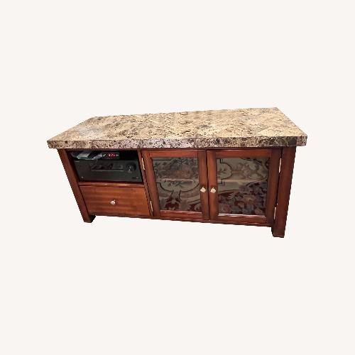Used Bob's Discount Furniture Dark Brown TV Console for sale on AptDeco