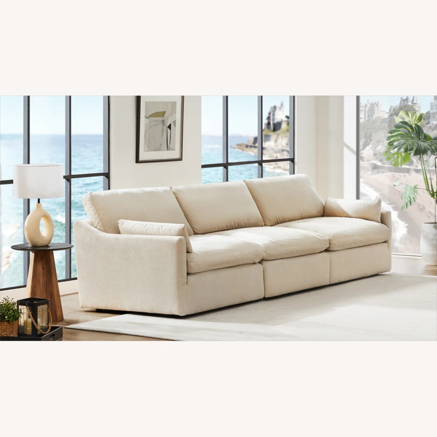 Chita Living Cream Fabric 3+ Piece Sectional - image-5