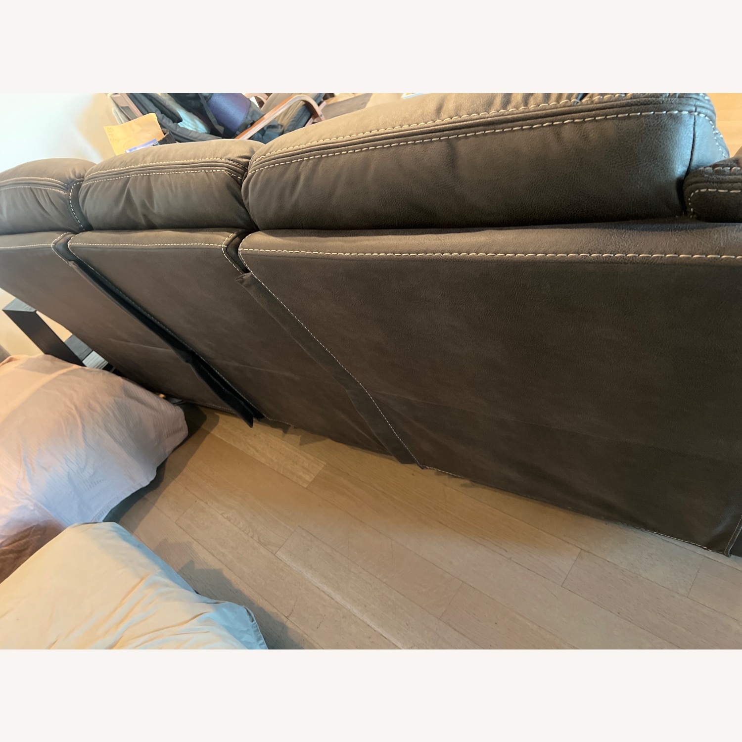 Dark Brown Fabric 3+ Seater Sofa - image-4
