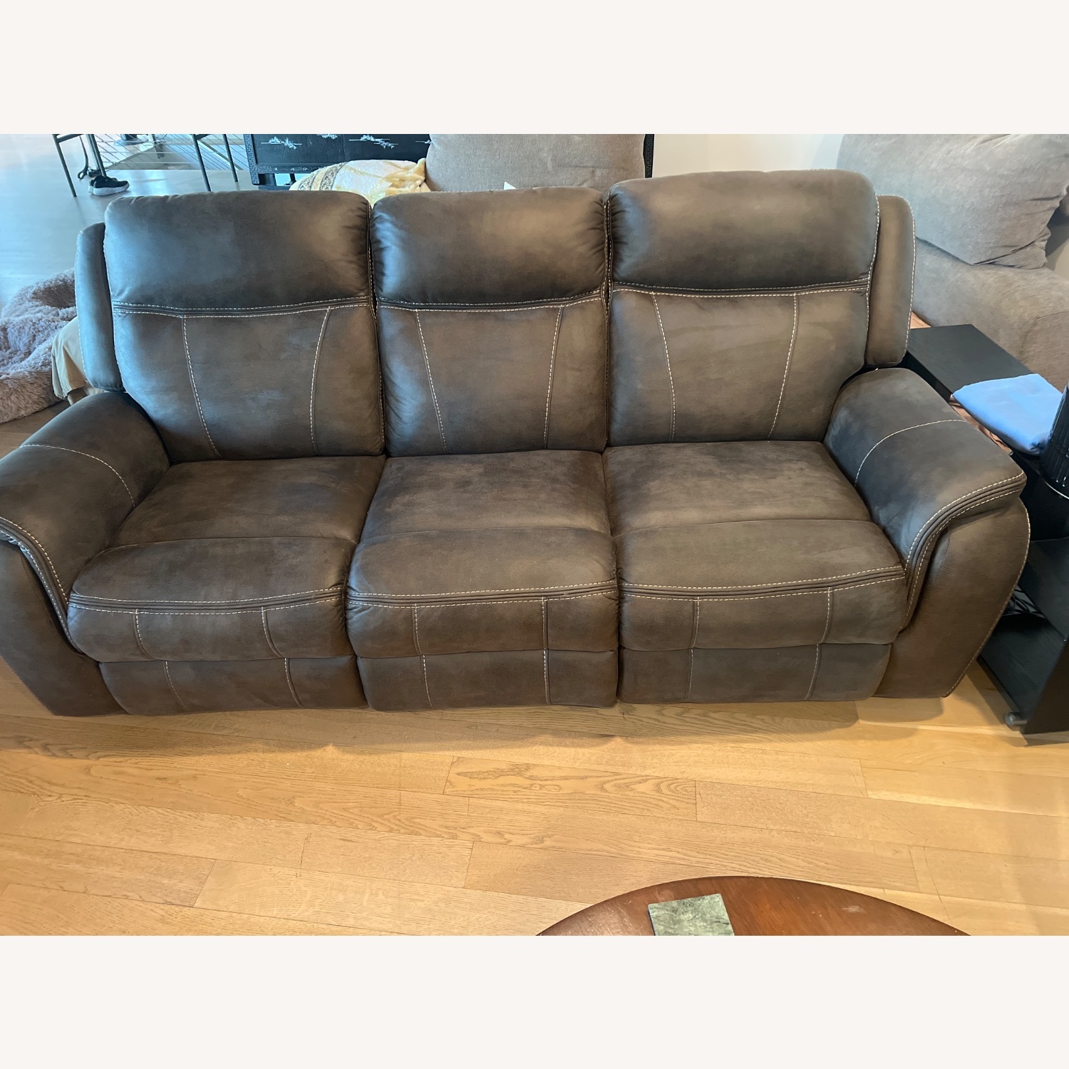 Dark Brown Fabric 3+ Seater Sofa - image-2