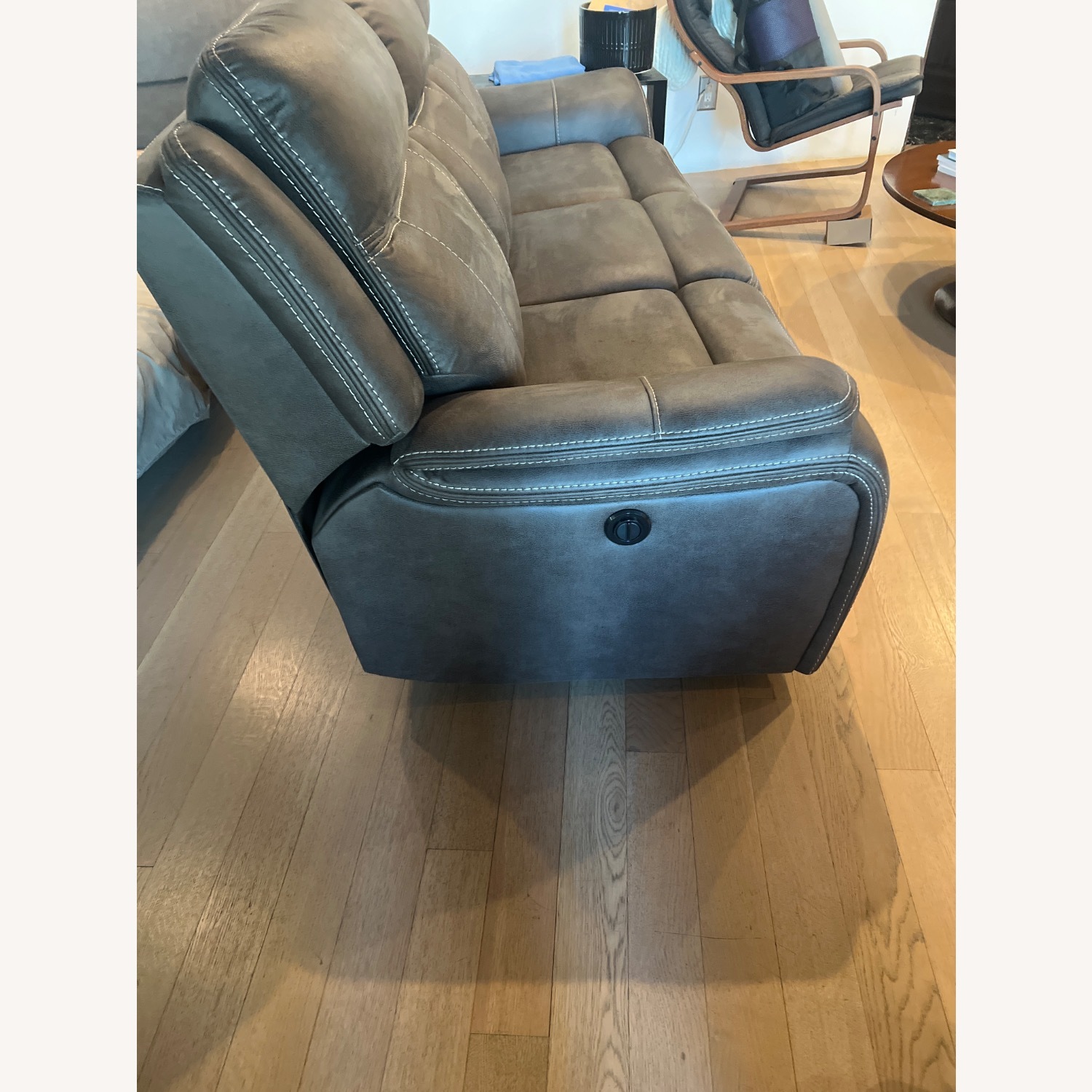 Dark Brown Fabric 3+ Seater Sofa - image-3