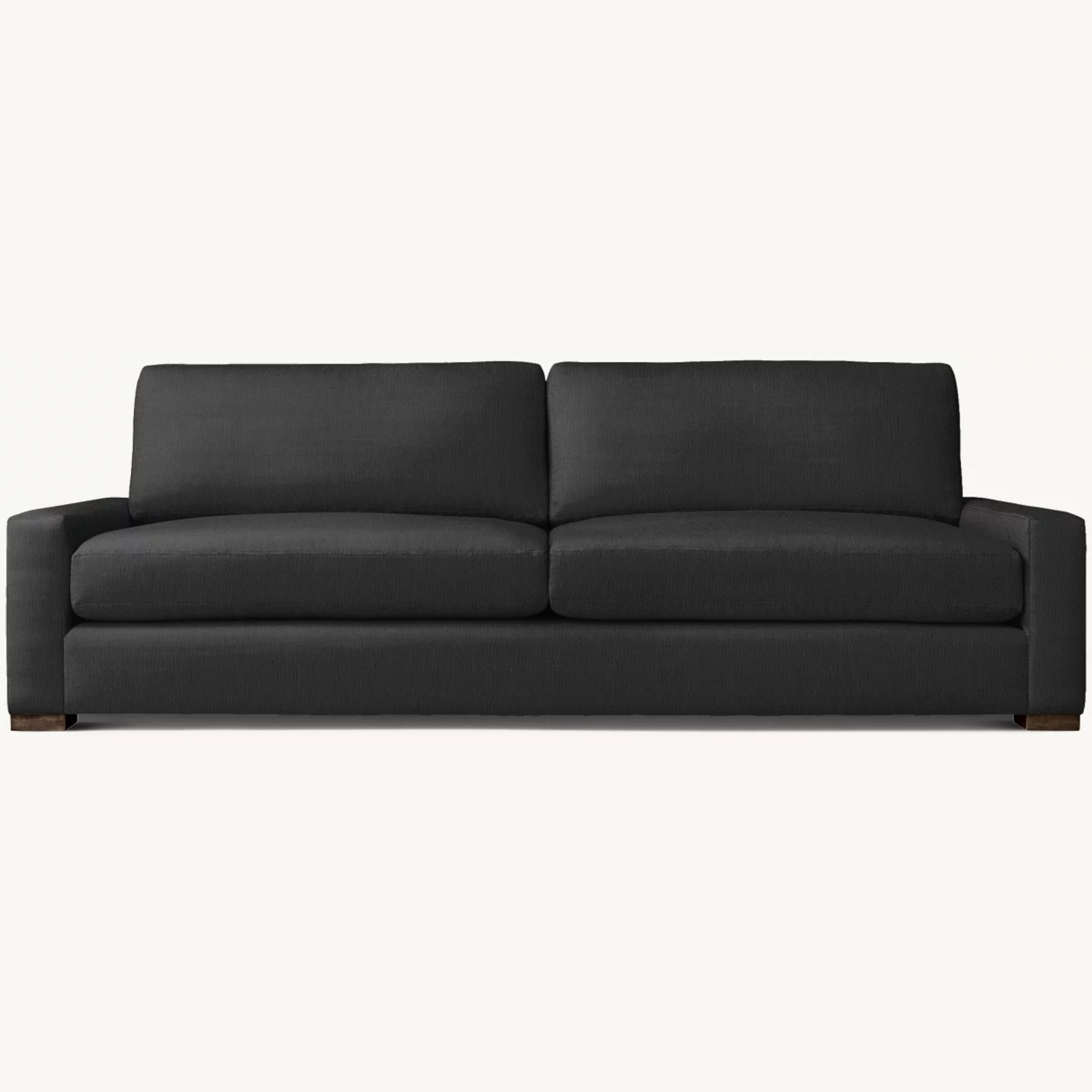 Restoration Hardware Black Linen 2 Seater Sofa - image-0