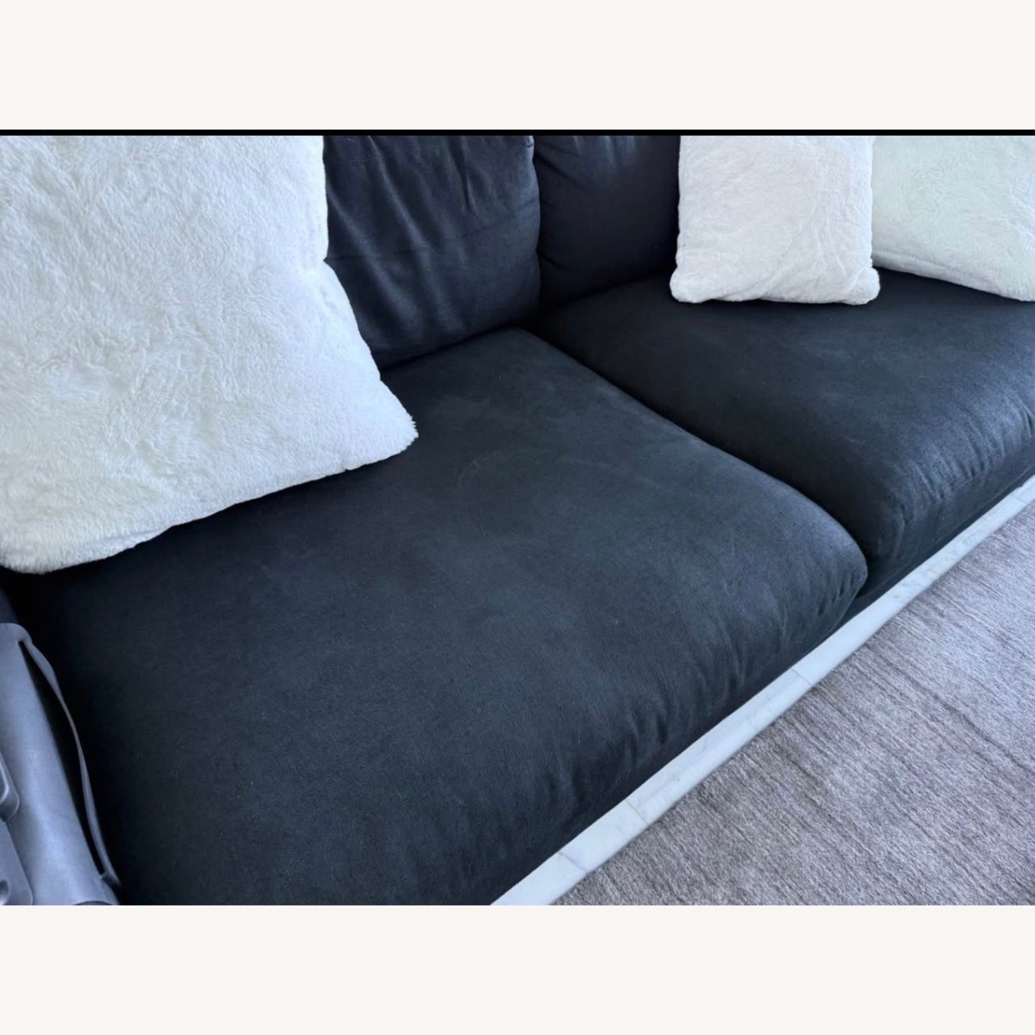 Restoration Hardware Black Linen 2 Seater Sofa - image-2