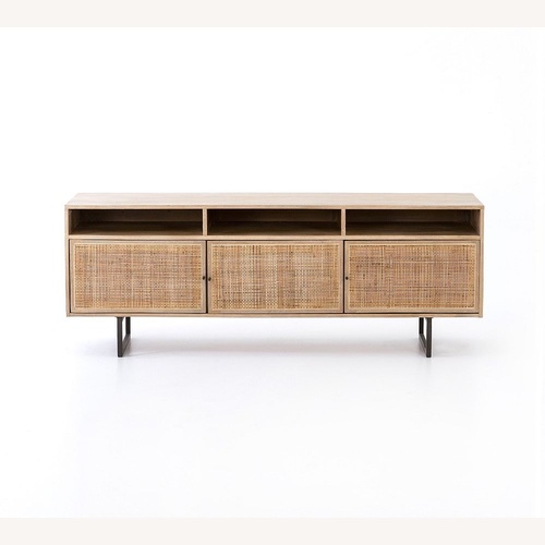 Used Pottery Barn Natural Wood Media Storage for sale on AptDeco