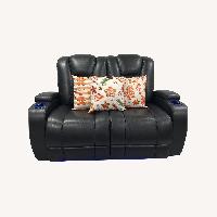 Rooms To Go  Black Leather 2 Seater Sofa