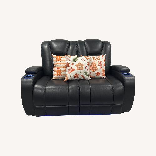 Used Rooms To Go Black Leather 2 Seater Sofa for sale on AptDeco