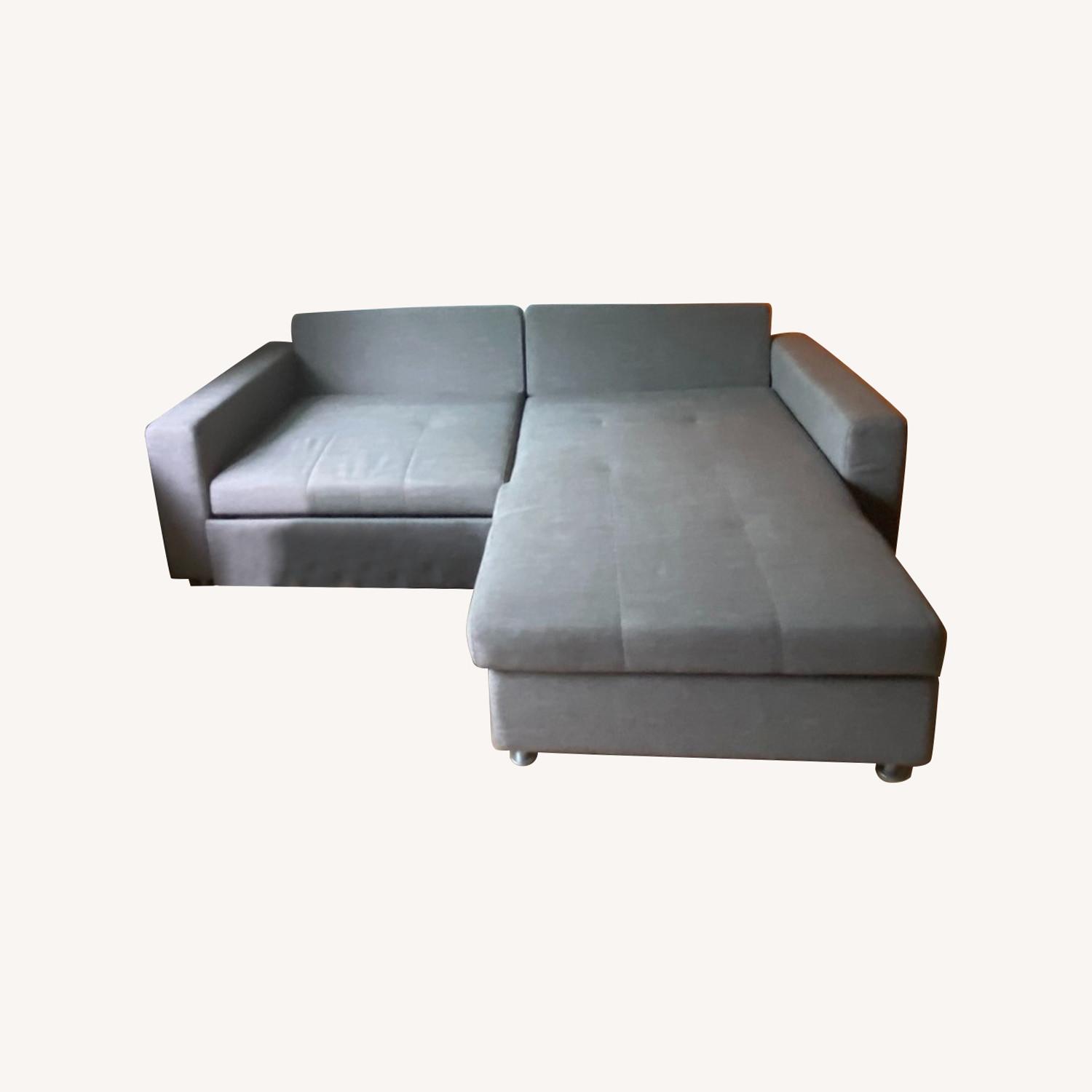Gray Fabric 2 Piece Sectional Bed & Storage - image-0