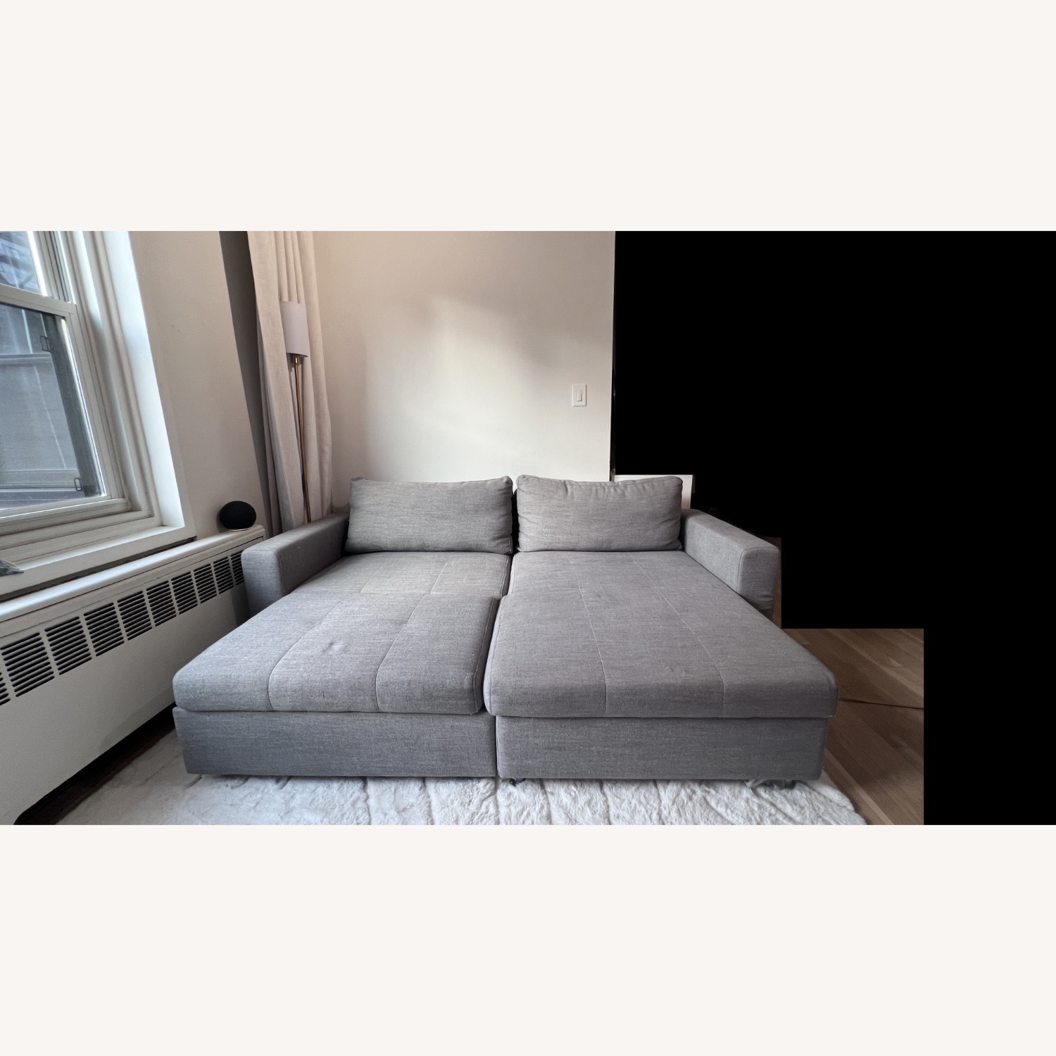 Gray Fabric 2 Piece Sectional Bed & Storage - image-3