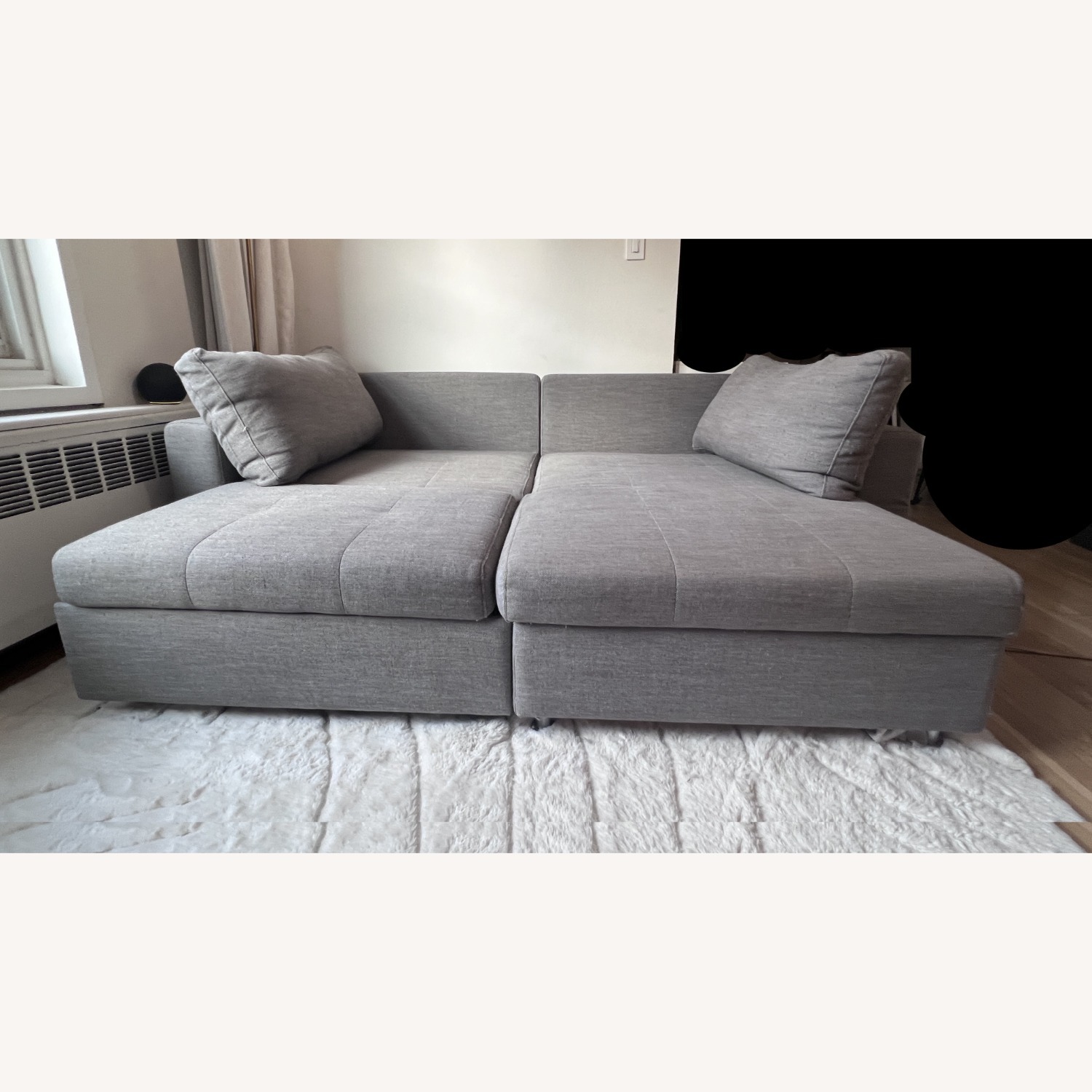 Gray Fabric 2 Piece Sectional Bed & Storage - image-5