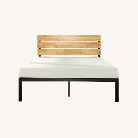 Full Wood Bed Frame with Metal Base