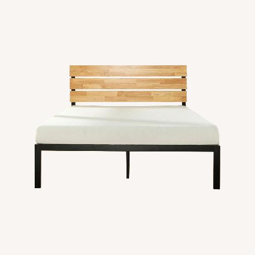 Used Full Wood Bed Frame with Metal Base for sale on AptDeco