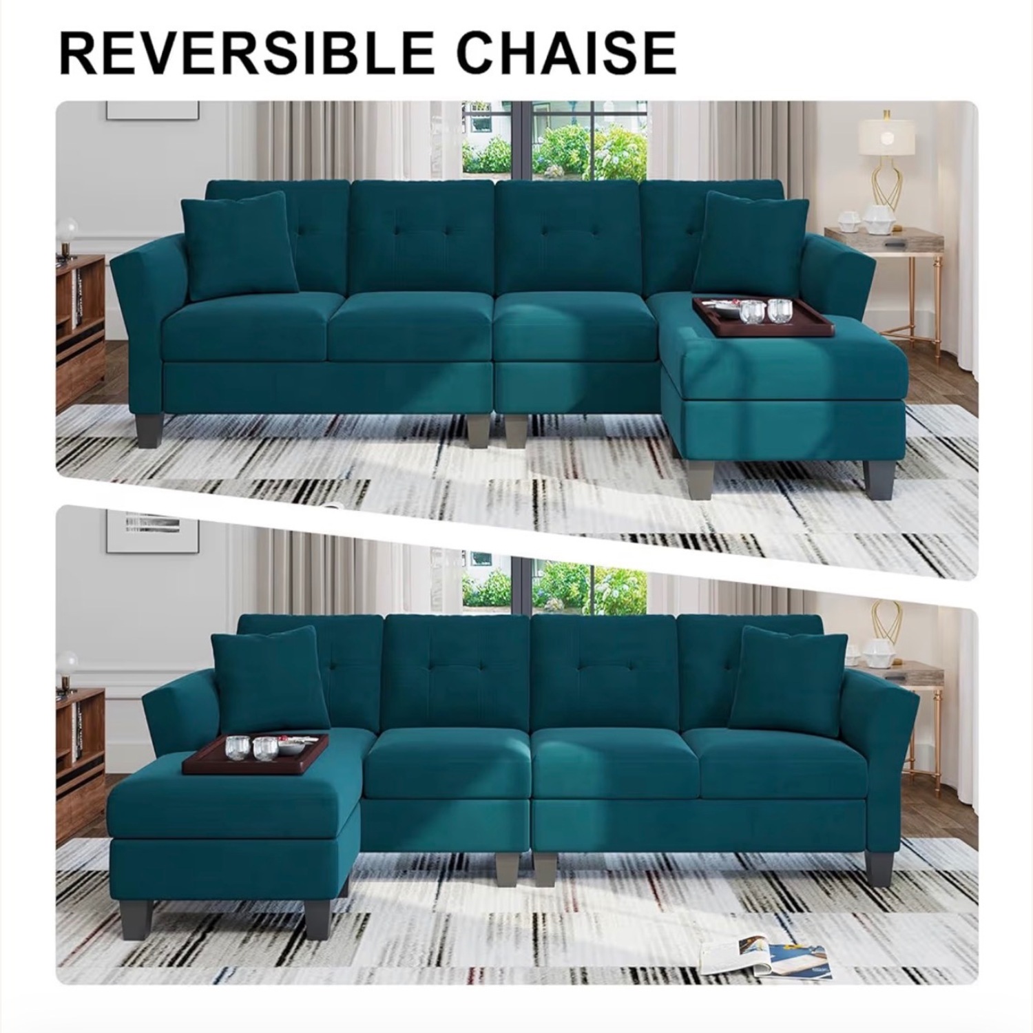 Amazon Modern L-Shaped Sectional With Ottoman - image-4