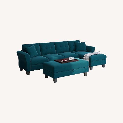 Used Amazon Modern L-Shaped Sectional With Ottoman for sale on AptDeco