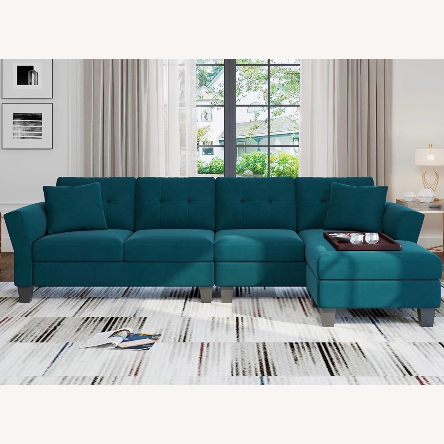 Amazon Modern L-Shaped Sectional With Ottoman - image-2
