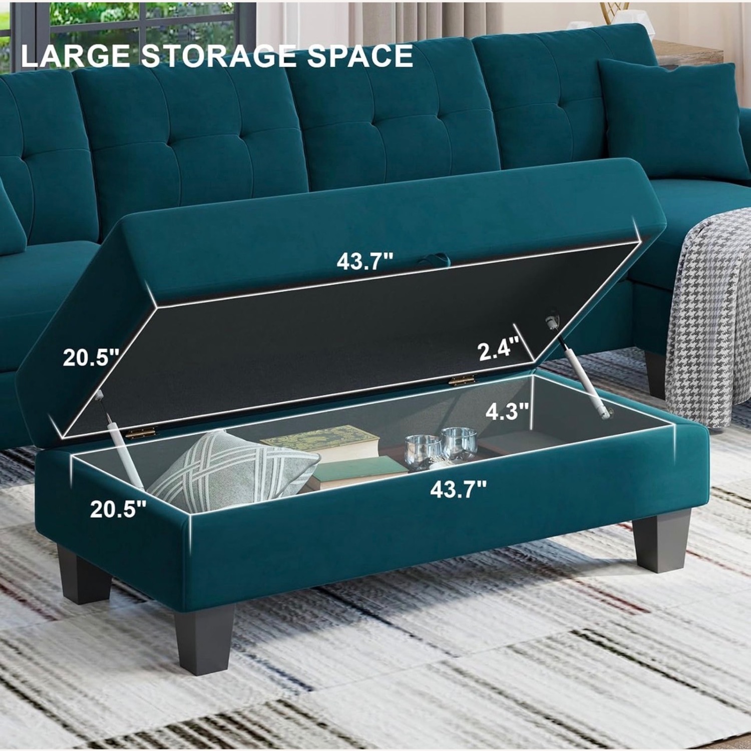 Amazon Modern L-Shaped Sectional With Ottoman - image-7