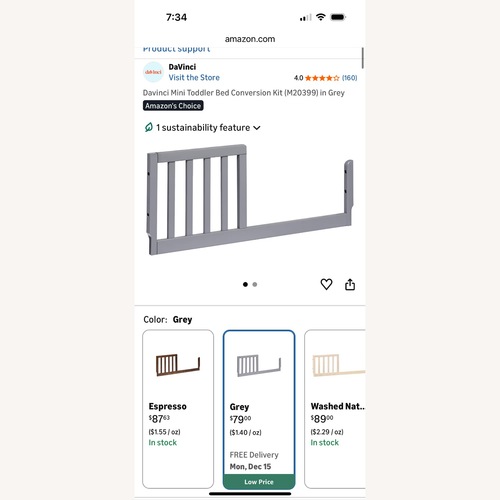 Used Davinci Toddler Bed Conversion Kit for sale on AptDeco