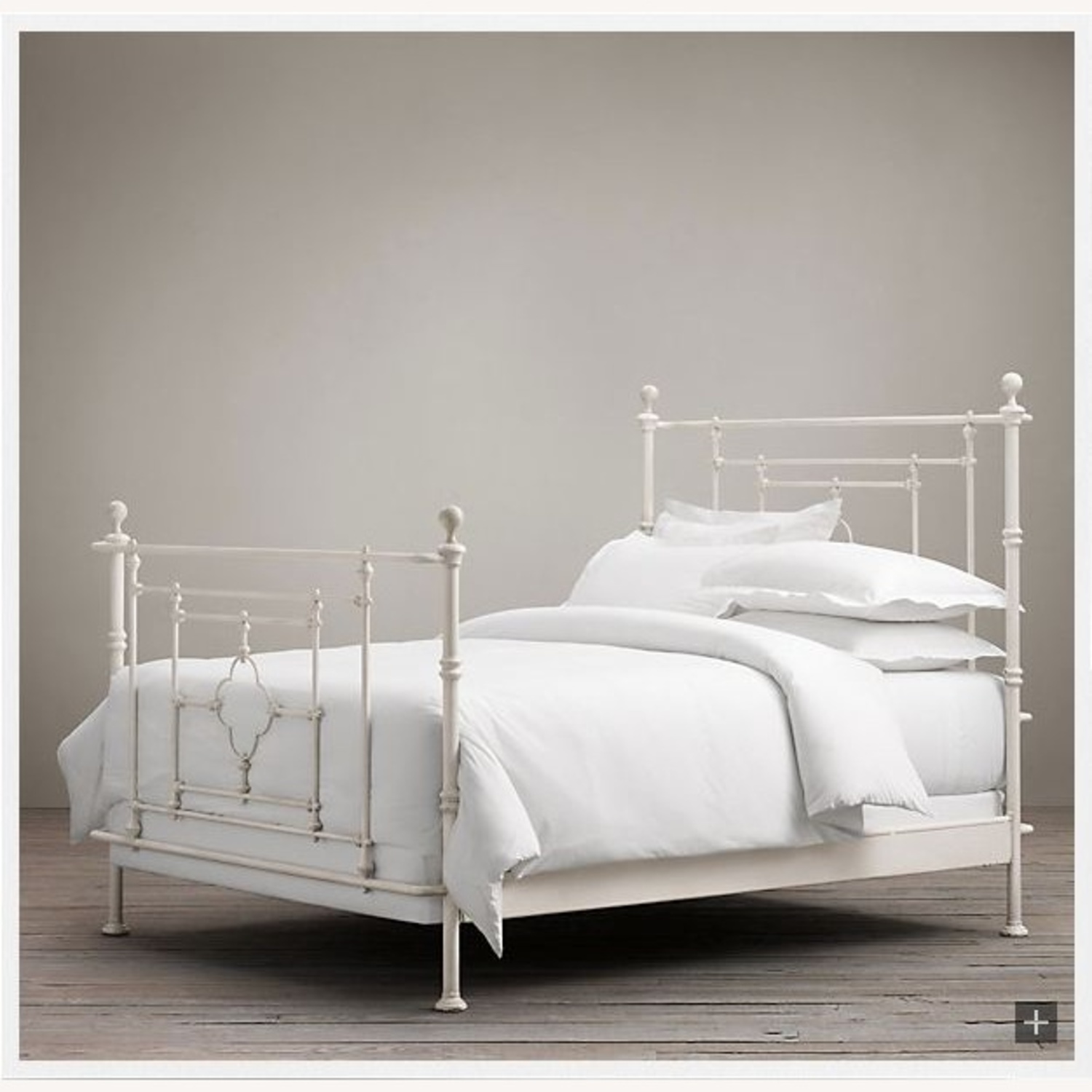 Restoration Hardware 19th c. Quatrefoil White Metal King Bed - image-0