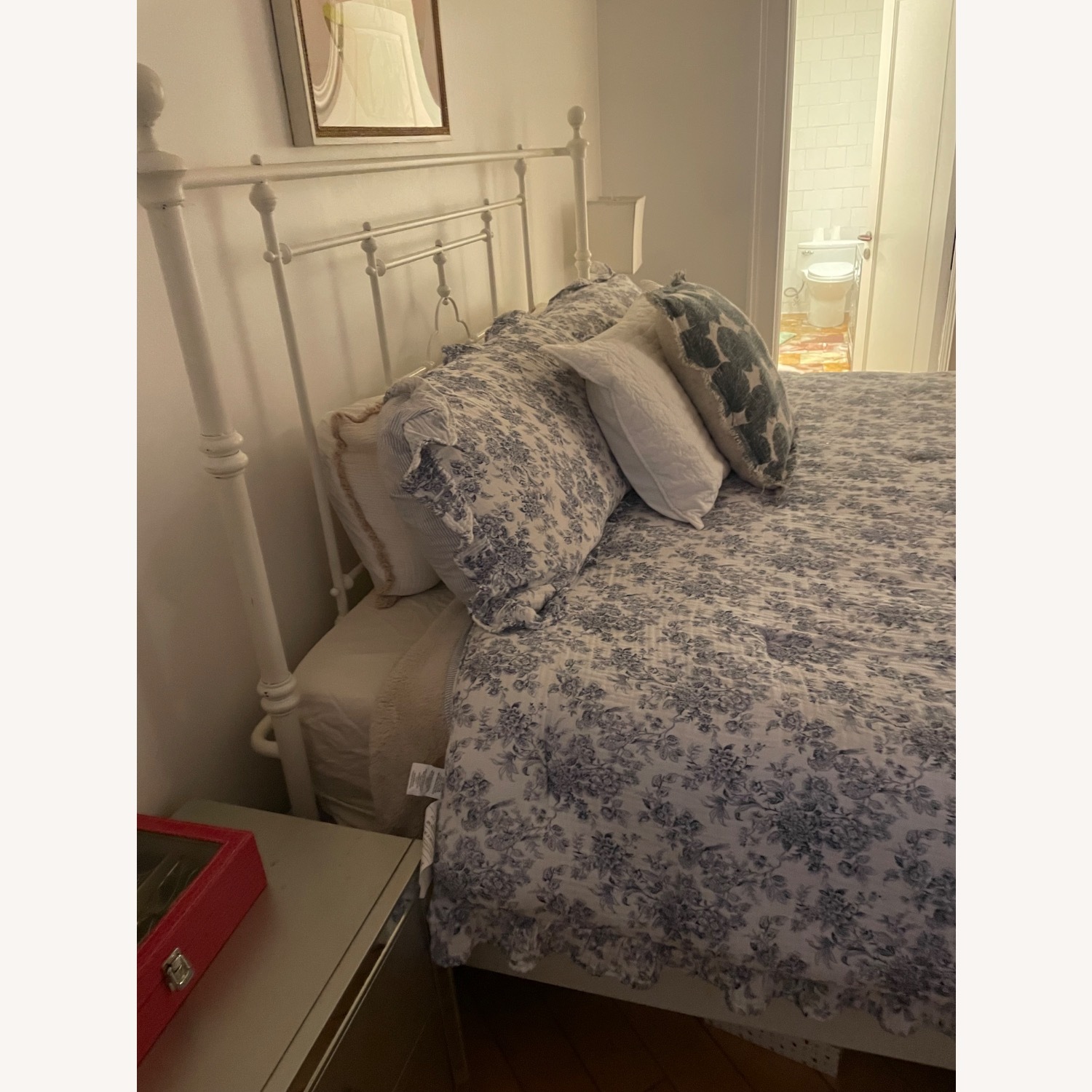 Restoration Hardware 19th c. Quatrefoil White Metal King Bed - image-2