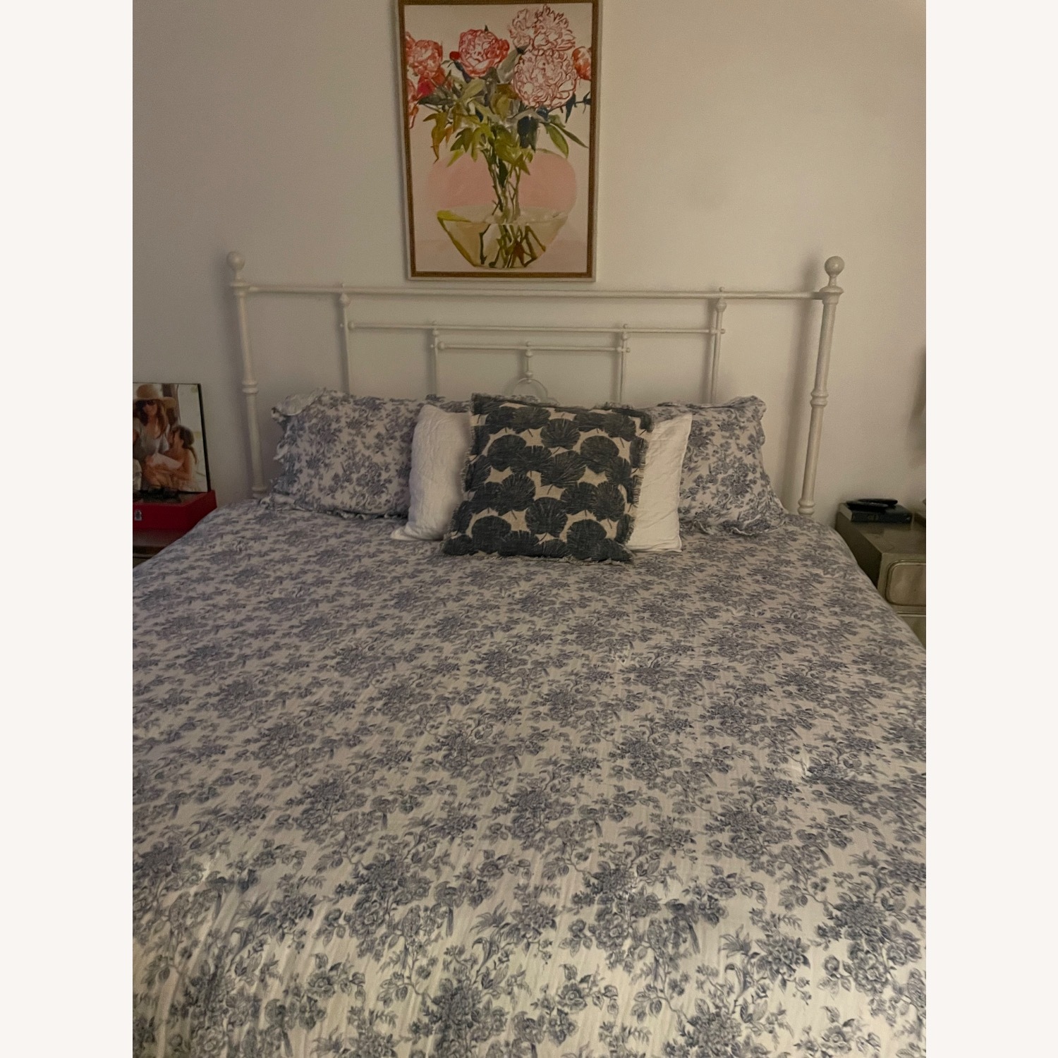 Restoration Hardware 19th c. Quatrefoil White Metal King Bed - image-1