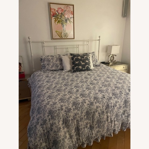 Used Restoration Hardware 19th c. Quatrefoil White Metal King Bed for sale on AptDeco