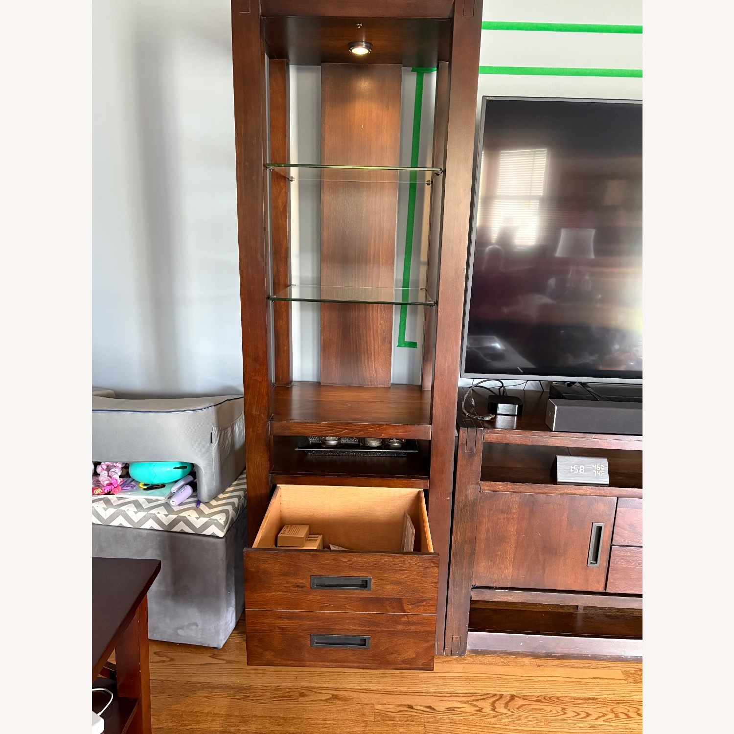 Raymour & Flanigan Dark Brown Wood Media Storage - image-1