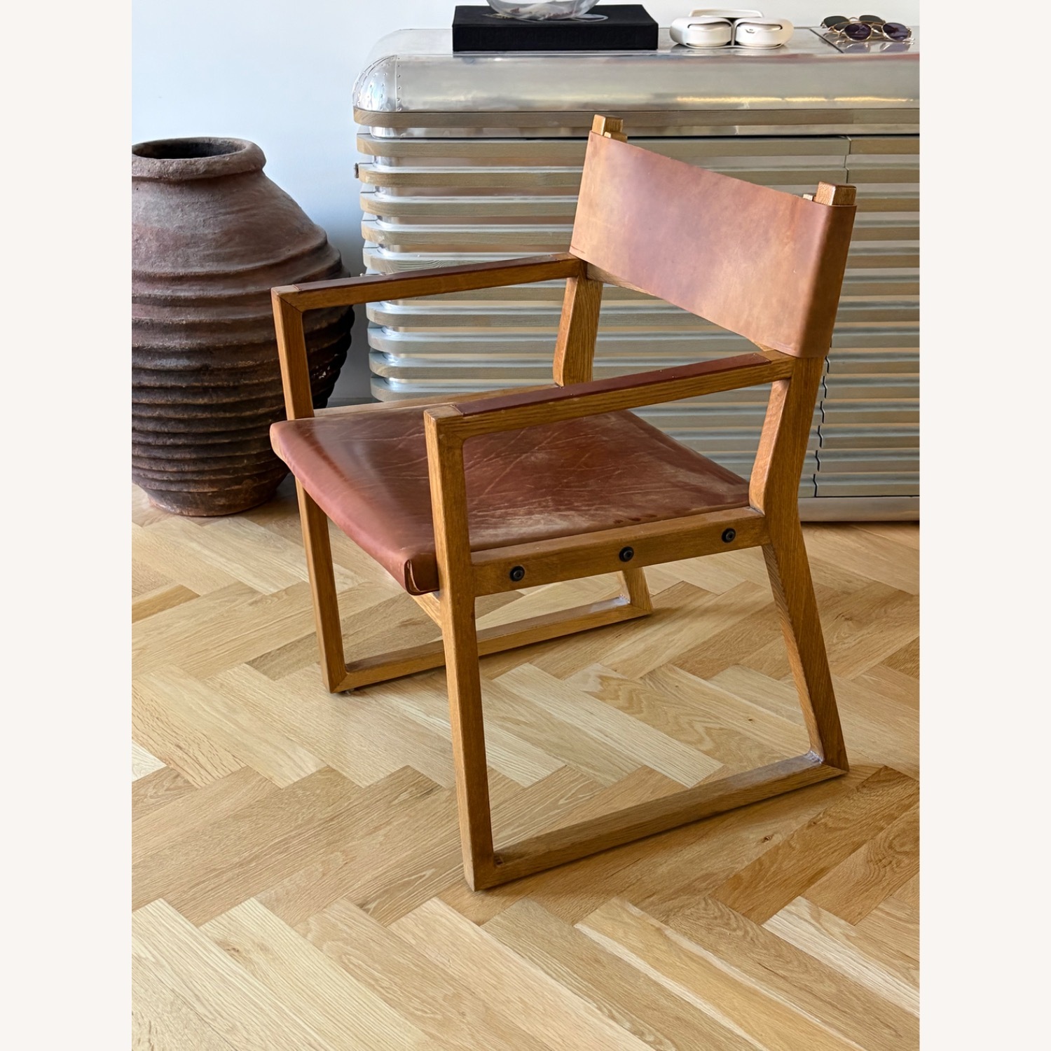 Timothy Oulton Dark Brown Leather Dining Chair - image-2