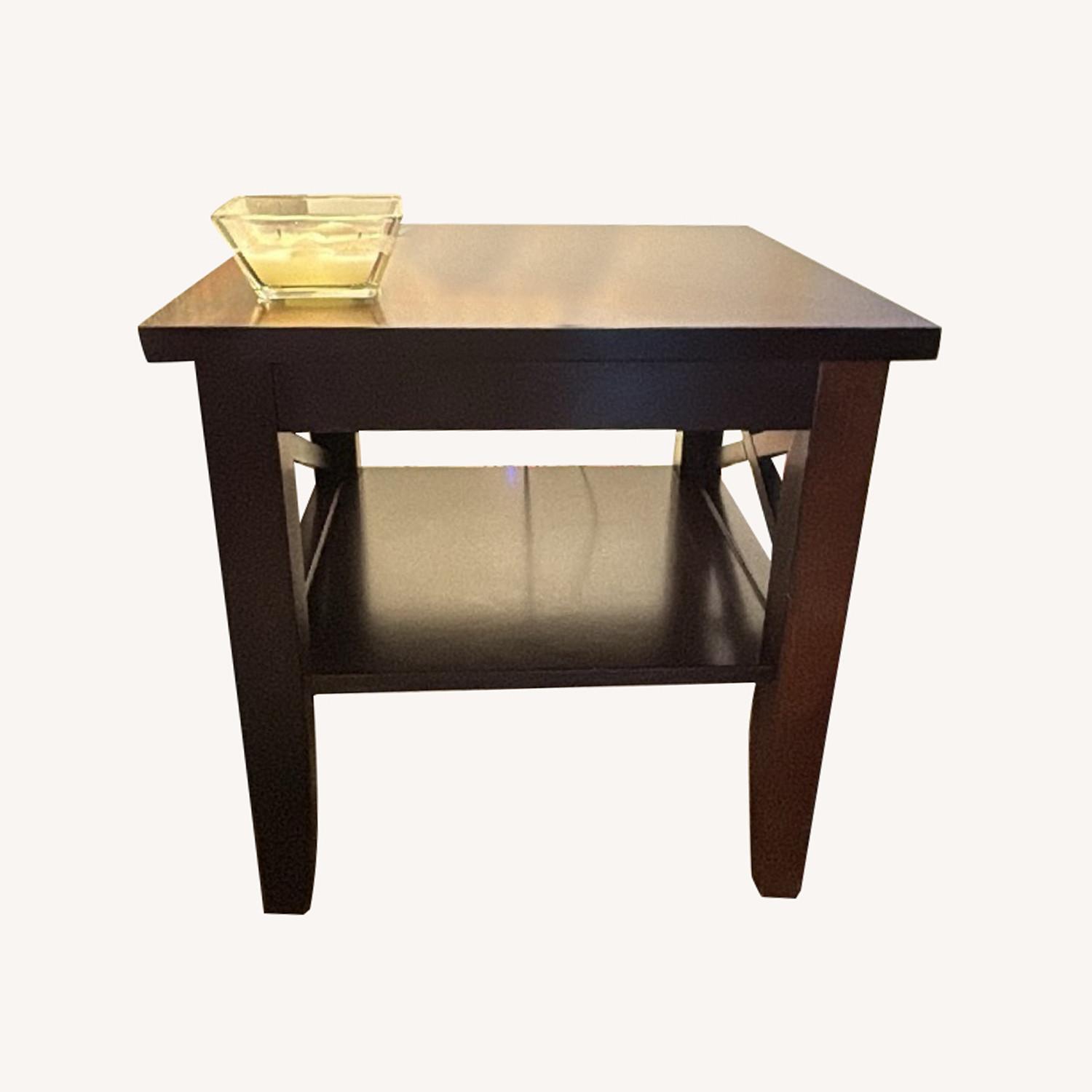 Raymour & Flanigan Dark Brown Wood Side Tables - image-0