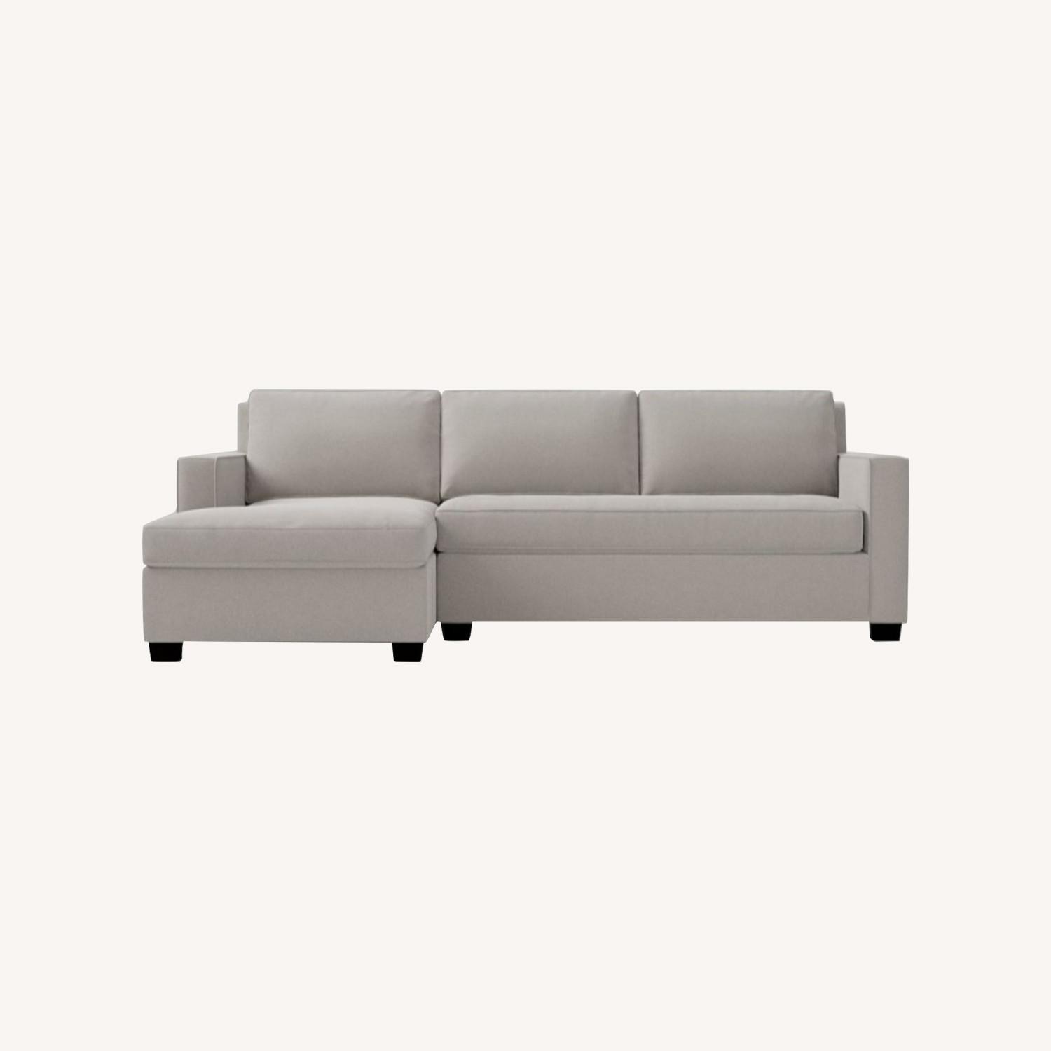 West Elm Henry Stone Velvet 2 Piece Sectional - image-0