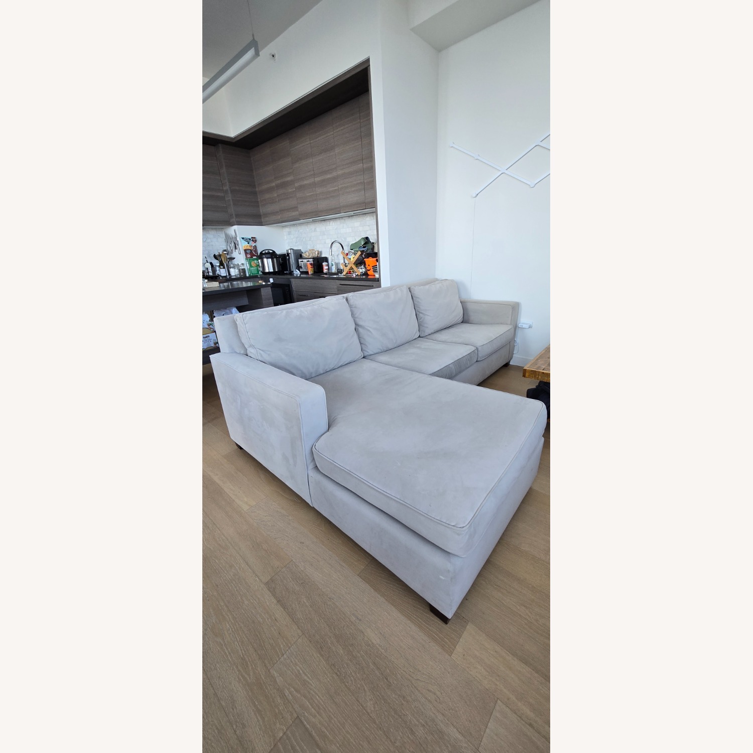 West Elm Henry Stone Velvet 2 Piece Sectional - image-3