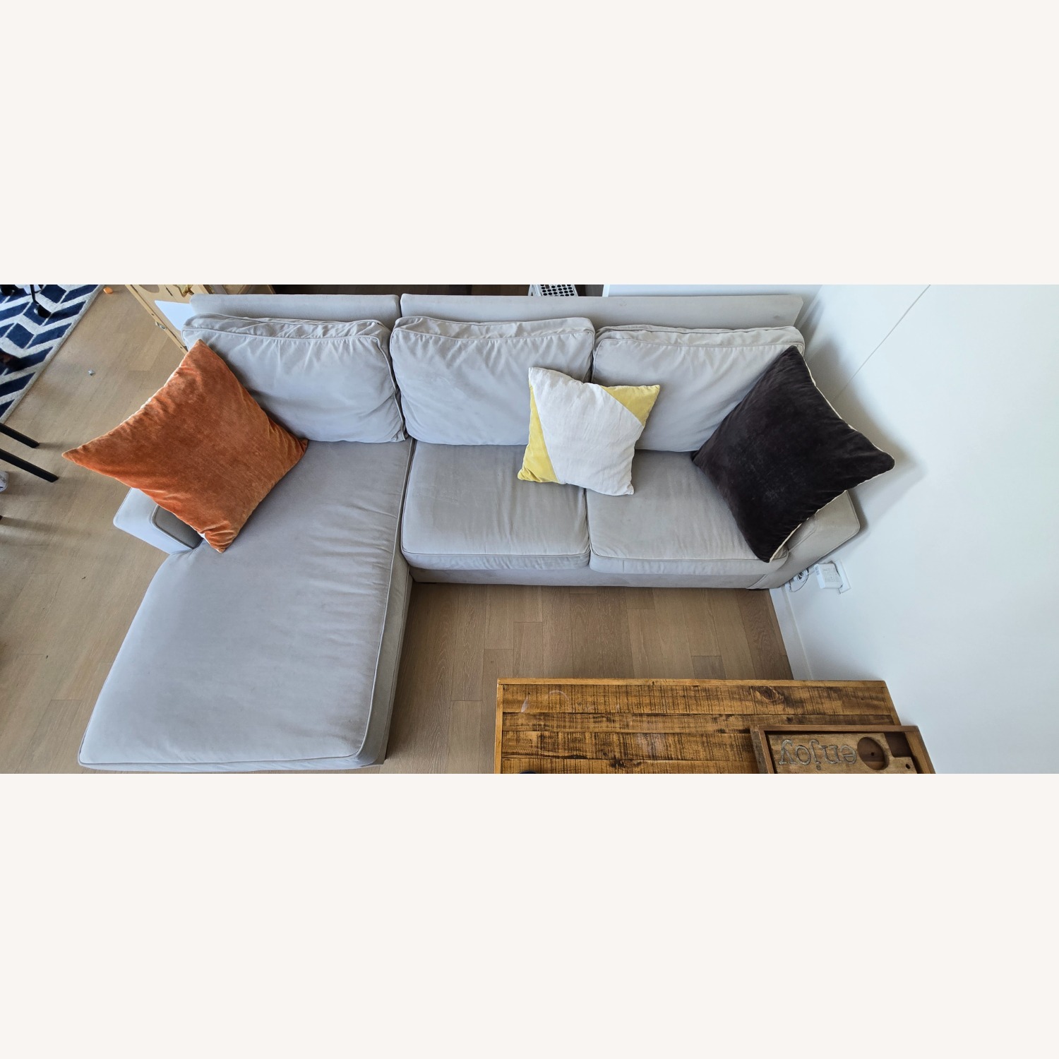 West Elm Henry Stone Velvet 2 Piece Sectional - image-2