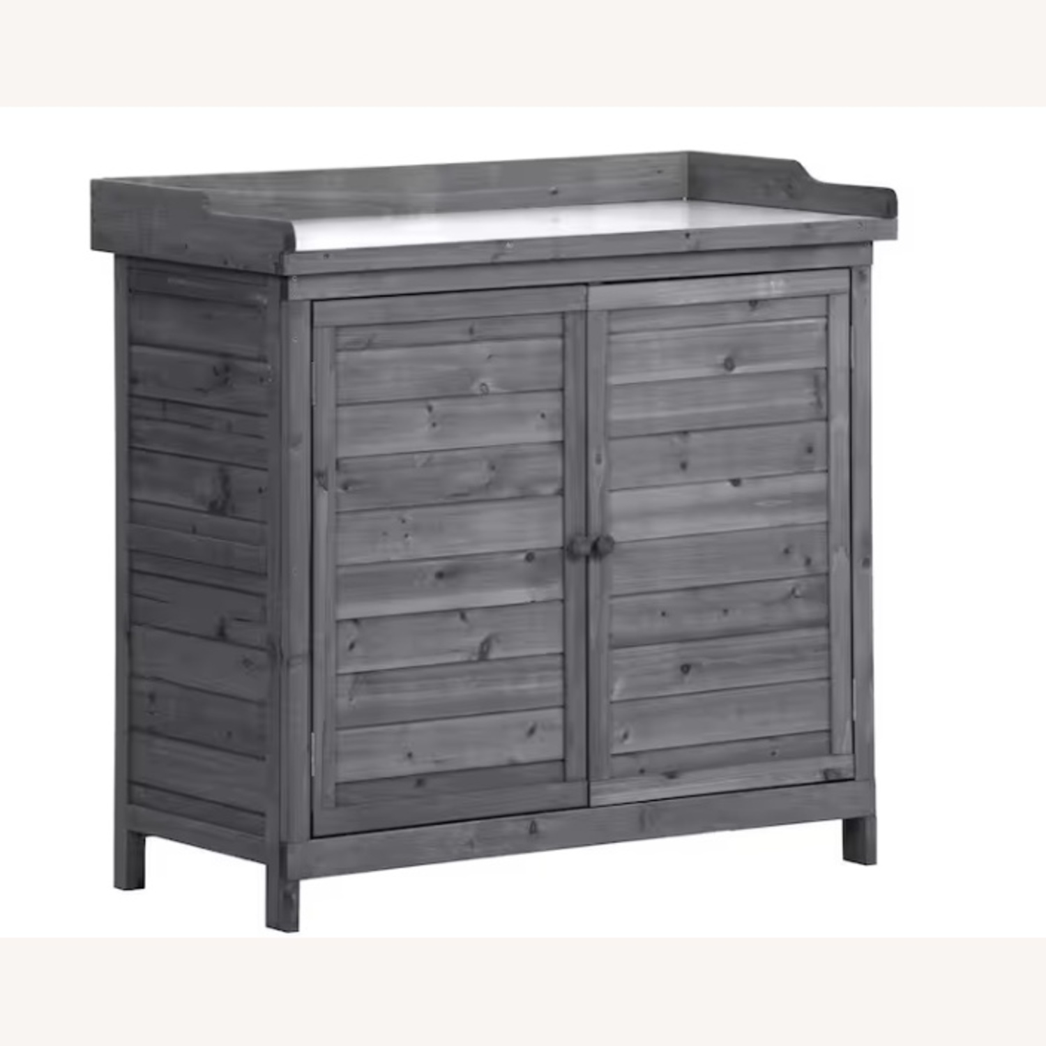 Light Gray Wood Outdoors Storage or Potting Bench - image-0