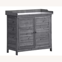 Light Gray Wood Outdoors Storage or Potting Bench