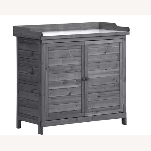 Used Light Gray Wood Outdoors Storage or Potting Bench for sale on AptDeco