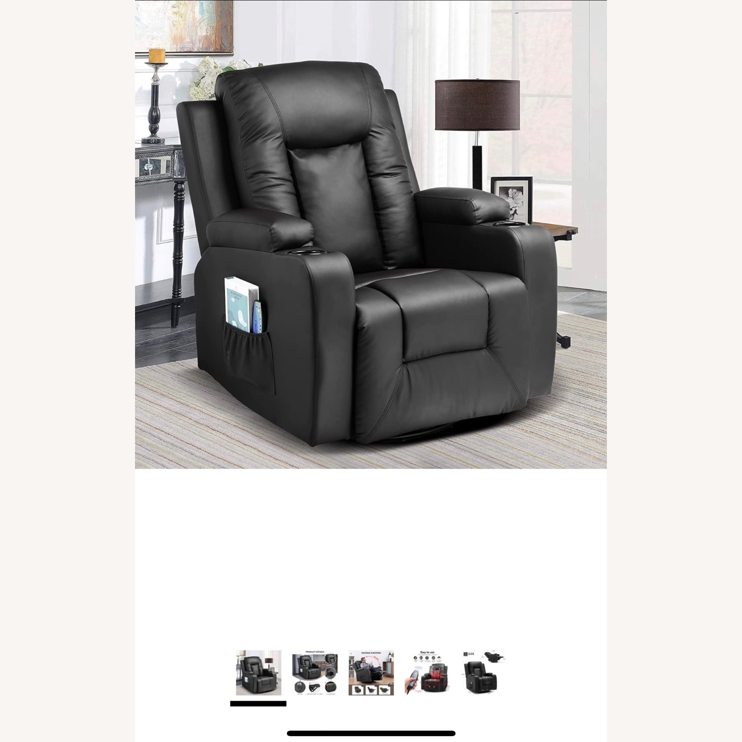 Heated Leather Recliner with Remote Control - image-5