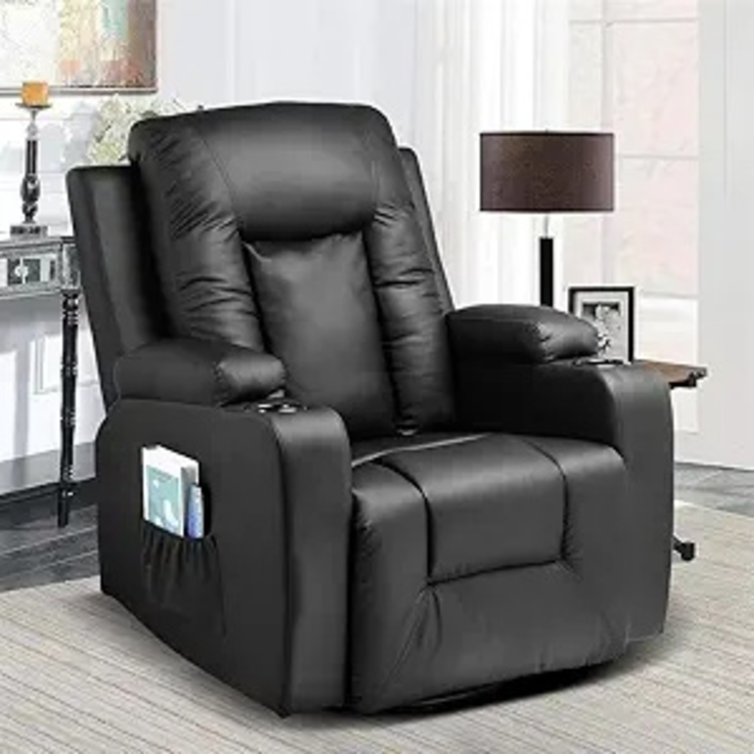 Heated Leather Recliner with Remote Control - image-0