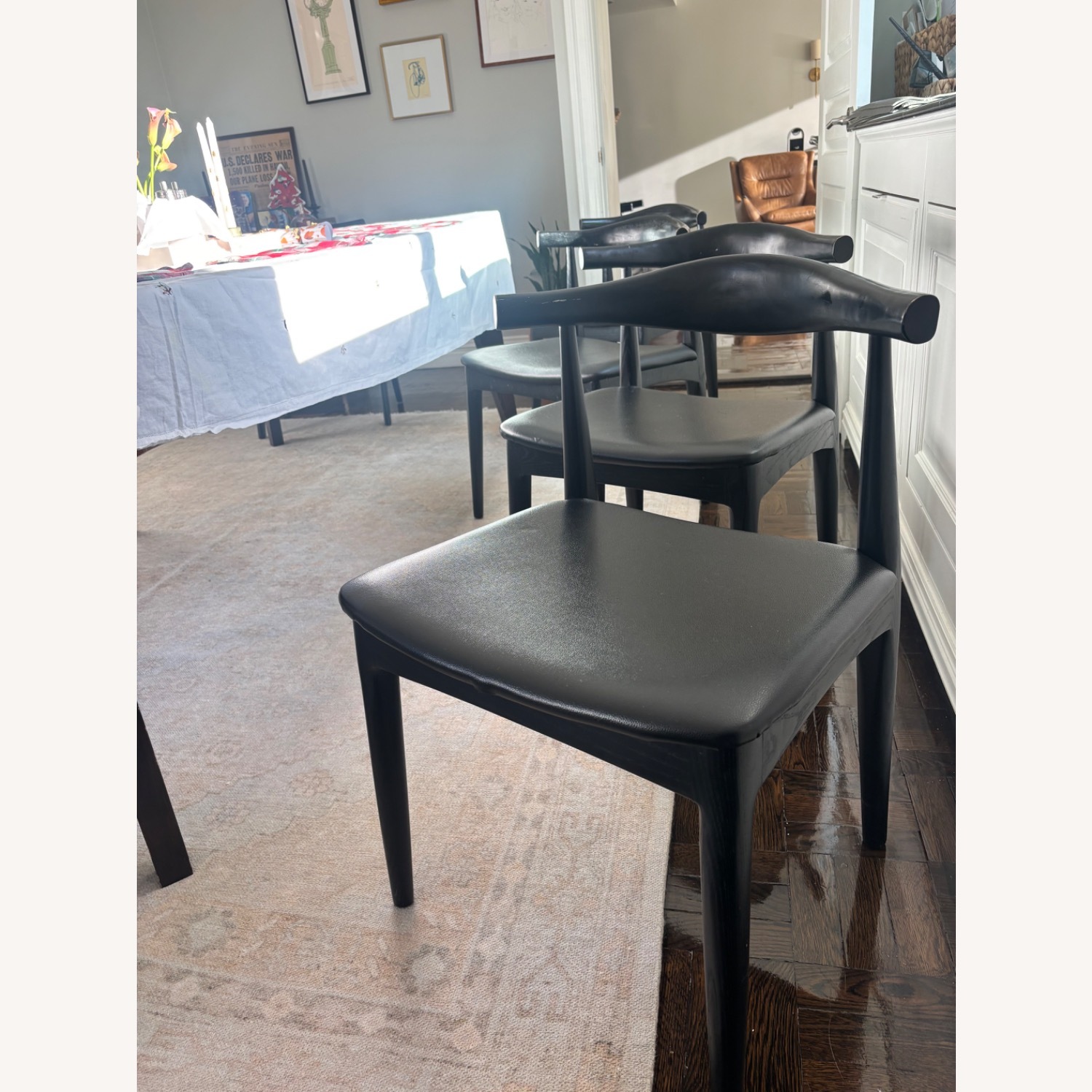 France and Son Saal Black Wood Dining Chairs - image-2