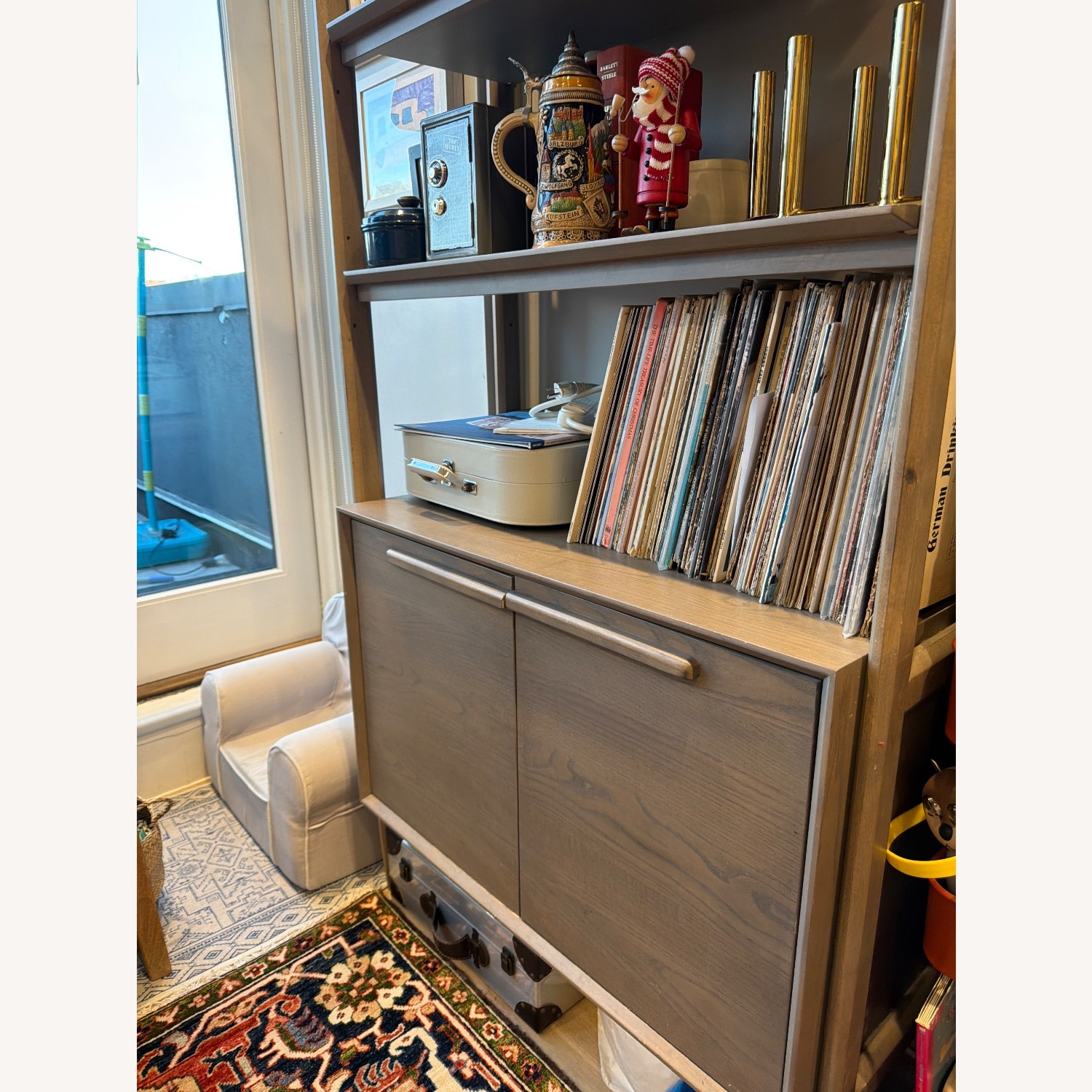 Crate & Barrel Tate Light Gray Wood Bookcase - image-6